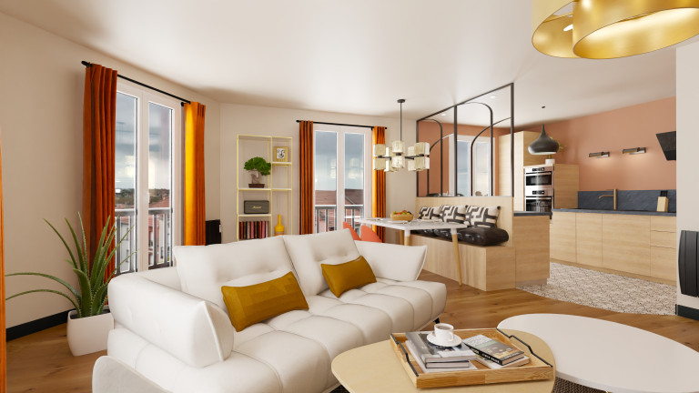 Vue 3D d'un projet de rénovation de 3 appartements (Vannes)
