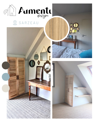 Création de dressing sous rampants et mise en couleur de la chambre. (Sarzeau)